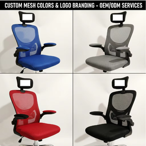 Chaise de bureau ergonomique à dossier haut avec support lombaire, chaise de conférence en maille réglable pour la maison et le bureau - Product Image 1
