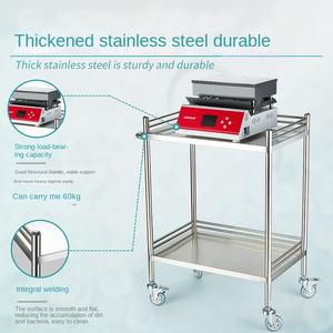 लैशविक व्हील डबल मोटी स्टेनलेस स्टील ट्रॉली बेकर्स प्रयोगशाला स्टेनलेस स्टील ट्रॉली के लिए बड़े छोटे आकार के आकार - Product Image 2