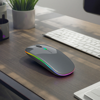 Souris rechargeable sans fil avec logo lumineux LED RVB, 100MOQ, cadeau personnalisé, mini souris sans fil ultra mince gravée avec logo d'entreprise