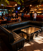 Canapé sectionnel rétro de qualité commerciale en cuir côtelé pour bar, club et salon VIP