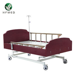 سرير مستشفى طبي مركزي صحي فاخر مع ارتفاع خشبي بني قابل للتعديل بثلاث وظائف - Product Image 3