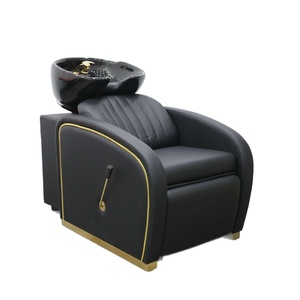 Nuevo Mueble de Salón de Belleza Negro, Silla de Peluquería Negra y Dorada con Lavabo - Product Image 6