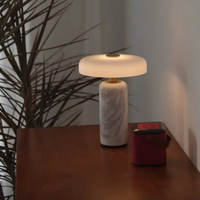 Lampe de table portable rechargeable à commande tactile en marbre, lumière blanche chaude, élégante, ambiance créative, pour salon, chambre, bureau