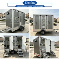 Offerta Speciale: Rimorchio Bagno Mobile a 2 Postazioni, Monoasse, Grigio, con Lavabo e Specchio per Eventi all'Aperto e Cantieri