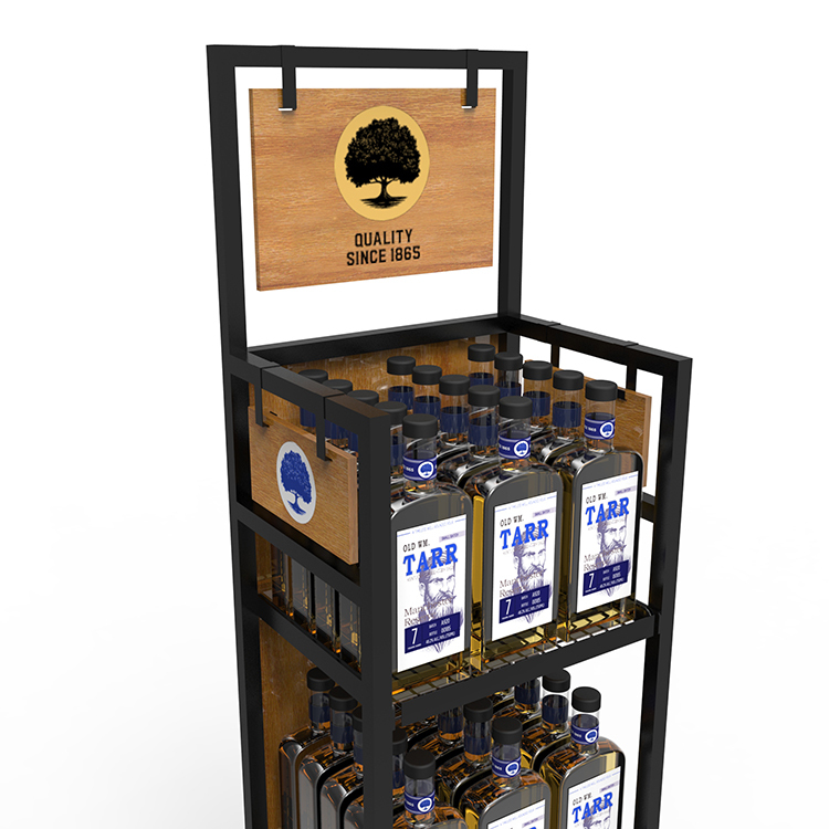 Customized Supermarket Wine Display Shelf Rack Liquor Display Rack Bottle Display Stand With Custom Logo — view 3