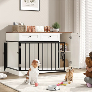 Caisse pour chiens à double porte avec <span class=keywords><strong>tiroir</strong></span> Armoire de rangement Meubles en bois pour <span class=keywords><strong>animaux</strong></span> de compagnie Petit et moyen chenil d'intérieur - Product Image 6