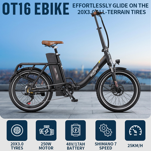 Stock entrepôt UE Vélo électrique pliable ONESPORT OT16 48V 17Ah 250W Moteur moyeu pour adulte Pneus larges pour femme Vélo de ville OT16-2 Alimentation par batterie lithium - Product Image 5