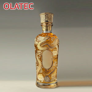 Bouteille en verre décorative OLATEC avec motifs gaufrés par estampage à chaud, coloration dégradée pour spiritueux, vins et champagnes haut de gamme - Product Image 1