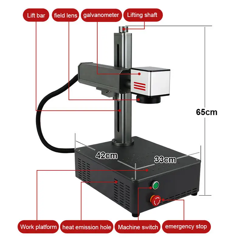 Sợi Laser 50 đồ trang sức cắt và graving 50 Wát kim loại Máy in laser đánh dấu Tên Vòng cổ máy