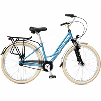 Vélo de ville en alliage d'aluminium 700C, 7 vitesses Shimano, vélo hybride avec fourche à suspension, moyeu avant Dynamo, éclairage LED