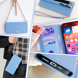 Sac à bandoulière pour femme grande capacité avec miroir, chaîne en métal, antichoc, motif lychee, étui pour téléphone portable en cuir PU - Product Image 3