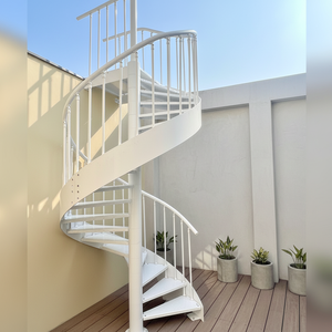 <span class=keywords><strong>Escalier</strong></span> <span class=keywords><strong>en</strong></span> spirale extérieur de luxe moderne avec garde-corps intégré pour l'aménagement paysager extérieur de villa - Product Image 1