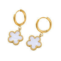 Anting Rumbai Lima Kelopak Modis, Perhiasan Warna Emas 18K untuk Wanita, Grosir