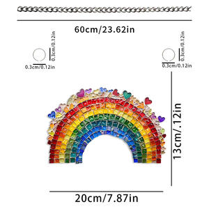 Colgante de cristal de imitación de corazón colorido acrílico arcoíris colorido transfronterizo ventana porche decoración del hogar cadena de hierro etiqueta colgante - Product Image 5