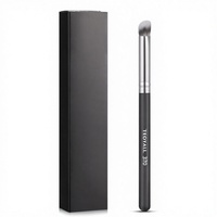 Kuas Concealer Sudut Datar Bulu Sintetis Gagang Kayu Mini untuk Kontur Hidung & Bronzer, Foundation Cair, Krim, dan Bedak