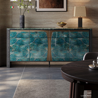 Collection de consoles d'entrée et de buffets latéraux en pierre de luxe minimaliste italienne, buffet en marbre haut de gamme pour le rangement dans le salon