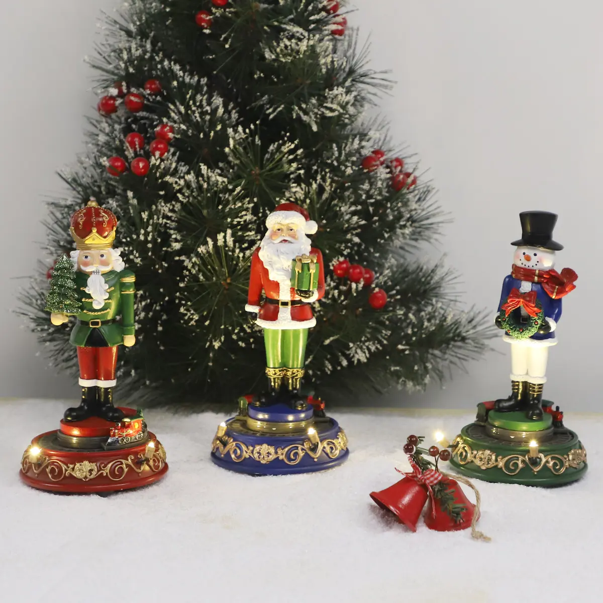 Elegante Led Verlichte Kerst Kerstman Soldaten Hars Vakantie Cadeau Voor Kinderen Thuis Tafeldecoratie
