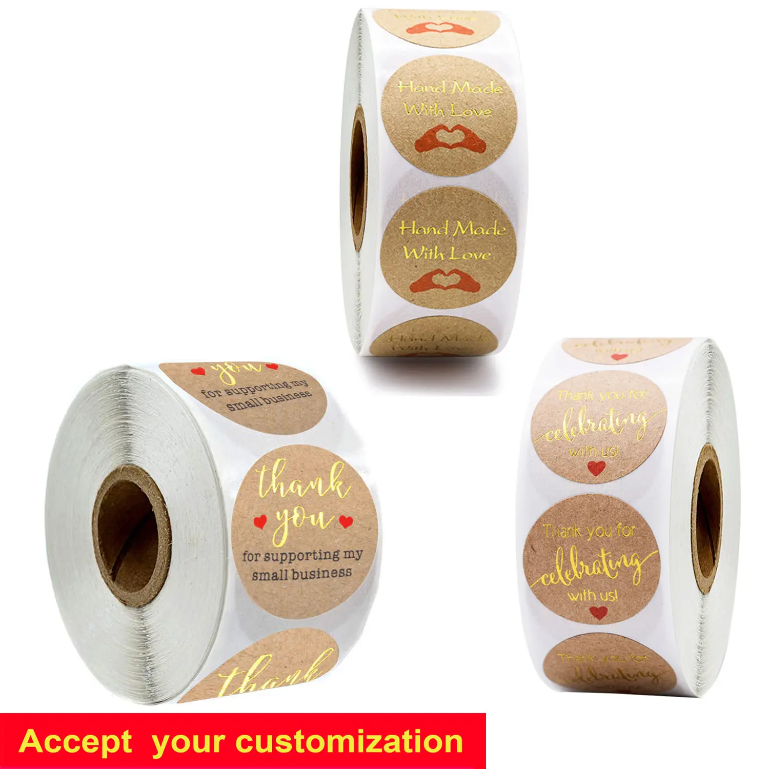 Factory direct sales custom kraft paper stickers thank you for baking stickers labels Hot stamping labels