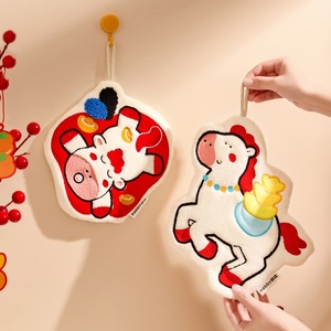 Serviette et chiffon absorbants pour la maison, style Nouvel An, forte capacité d'absorption d'eau, serviette absorbante pour les mains avec motif d'animaux mignons - Product Image 1