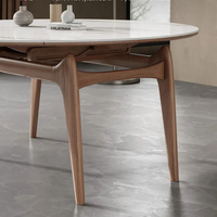 Table à manger ovale en bois blanc, design nordique minimaliste moderne en marbre, résistance à la chaleur, luxe haut de gamme