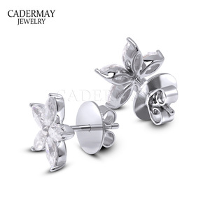 Cadermay Moissanite Stud <b>Earrings</b> S925 <b>Silver</b> Flower Shape D Color <b>Wedding</b> Jewelry GRA Certificate - Product Image 5