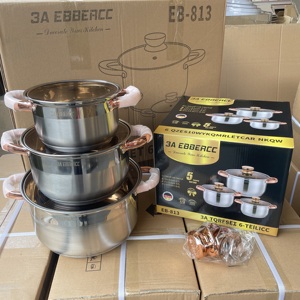 Ensemble de 3 casseroles en acier inoxydable à fond multicouche, robustes, avec couvercles, grande capacité - Product Image 6