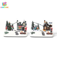 Weihnachtliche Harz-Geschenkbox-Figur mit Weihnachtsmann und Schneemann, charmante Winter-Tischdekoration für Großhandelskunden.