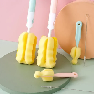 Lot de 3 brosses de nettoyage rotatives pour biberons, tasses et tétines de bébé, avec tête souple et maniable, écologiques - Product Image 3