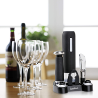 CIRCLE JOY Ensemble d'ouvre-bouteille électrique en métal argenté poli 4-en-1 rechargeable et personnalisable