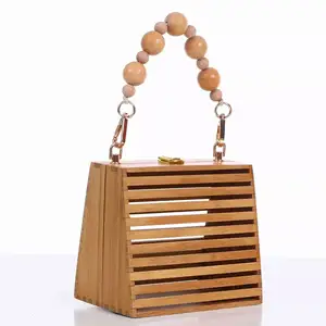 Best Selling High Quality Summer Semicircle Hollow Out Clutch Purse Handbags Straw Bag For Women Bamboo Beach Bag