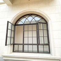 Ventanas Francesas Arqueadas de Aluminio Estilo Europeo de Lujo, Tamaño Personalizado, Impermeables, Aislamiento Térmico, Puerta Francesa para Patio o Dormitorio