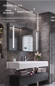 High Quality Acrylic Solid Surface Bathroom Vanity with Smart LED Mirror, Wall Mounted Cabinet for Hotel & Home - Product Image 5