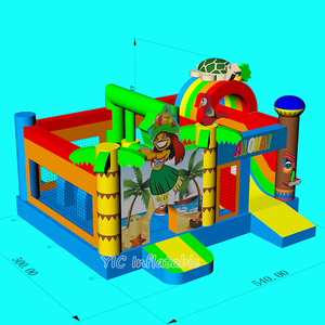 Giá rẻ đa-chơi Hawaii lâu đài bouncy thương mại MOONWALK Inflatable Bouncer với slide và vui vẻ đối tượng cho trẻ em bên - Product Image 3