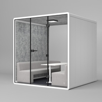 Cabine insonorisée pour 6 personnes, bureau à domicile, capsule de bureau mobile, cabine téléphonique insonorisée, cabine acoustique de bureau avec mobilier
