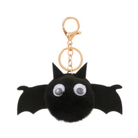 Porte-clés en peluche chauve-souris amusant pour Halloween, accessoire de sac, pendentif, cadeau en gros transfrontalier