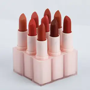 Lipstik Merek Makeup Tiongkok Jual Buat Merek Lipgloss Anda Sendiri Label Pribadi Lipstick Matte dengan Logo dan Kotak Kustom