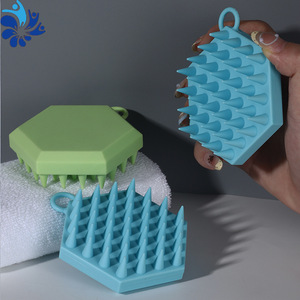 Silicone Hexagonal <b>Shampoo</b> <b>Brush</b> Scalp Massager Anti Itch Hair Cleanser For General Use - Product Image 4