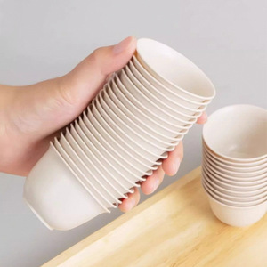 Tasses à thé jetables en coque de riz, compostables, 20-40 pièces, rondes, pour le thé de l'après-midi, cadeau personnel - Product Image 1