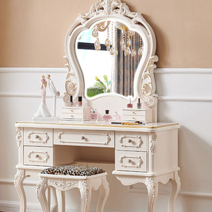 Table de toilette de luxe moderne, élégance européenne, avec tabouret, miroir, rangement grande capacité, multifonctionnelle pour hôtel, salle de bain, chambre à coucher - Product Image 6