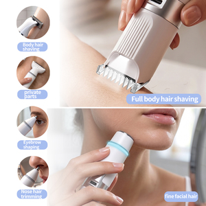 Depiladora 6 en 1 para Mujer, Maquinilla Eléctrica de Una Sola Cuchilla, Afeitadora para Vello Púbico, Rostro, Axilas y Piernas - Product Image 1