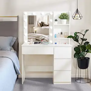 Coiffeuse de chambre à coucher personnalisée, style européen, nouveau Design en bois et blanc, miroir, coiffeuse