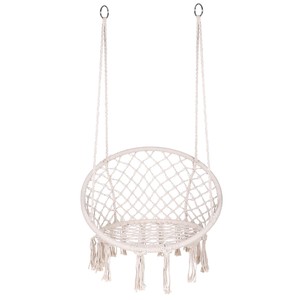 Fauteuil suspendu en macramé pour chambre et patio, balançoire <span class=keywords><strong>nid</strong></span> douillet en corde de coton tressée avec franges rondes, mobilier d'intérieur et d'extérieur - Product Image 6