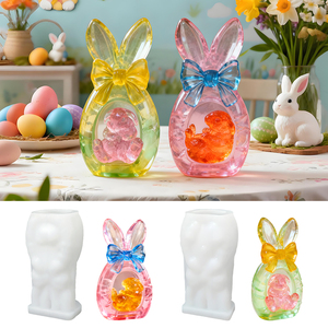 DM1291 3D lapin de pâques Silicone bougie moule mignon lapin aromathérapie gypse ciment béton résine moule <span class=keywords><strong>pour</strong></span> la décoration de bureau - Product Image 1