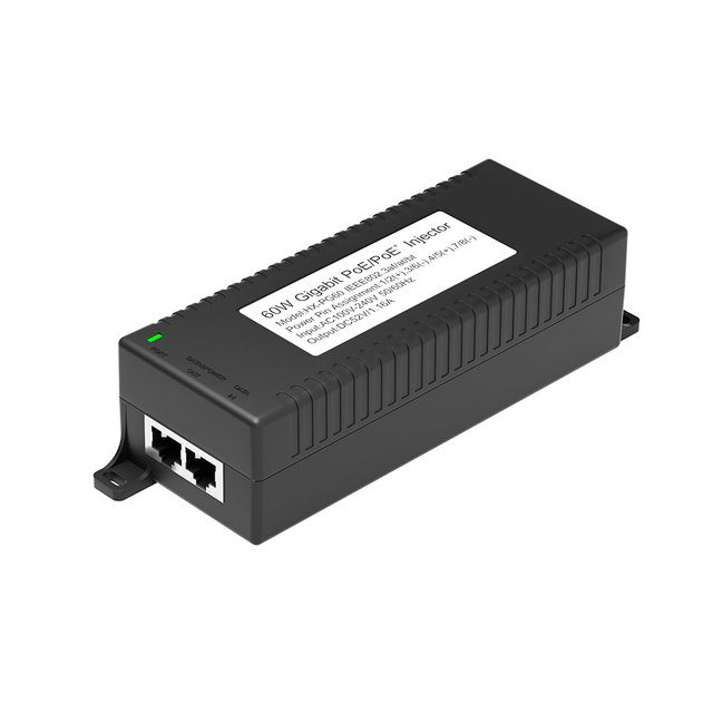 Plastic Indoor 60W Gigabit POE+ Injector IEEE 802.3af/at Compliant Plug & Play Desktop POE Supply in Stock
