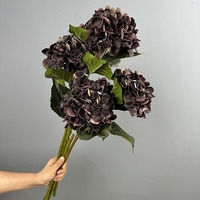 Bunga Hydrangea Buatan 60cm Real Touch Tangkai Tunggal, Kepala Bunga Penuh 16cm, Hydrangea Palsu untuk Dekorasi Rangkaian Bunga Pernikahan dan Rumah