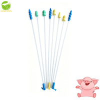 Tige de reproduction artificielle en silicone à tête spirale pour porcs |   Vas deferens multicolores avec embout de fixation