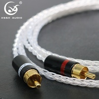 Câble audio auxiliaire YIVO XSSH OEM HIFI 8 cœurs plaqué argent 4,4 mm vers 2 RCA pour haut-parleur et microphone