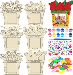 12 Marcos de Madera para Fotos, Regalo para el Día de la Madre, DIY, Colorea Tu Propio Marco, Decoración Floral para el Día de la Madre - Product Image 1