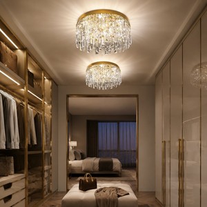 Plafonnier LED moderne de luxe, créatif, rond, encastré, en cristal, pour hôtel, salon, éclairage changeant de couleur, 3 couleurs - Product Image 2
