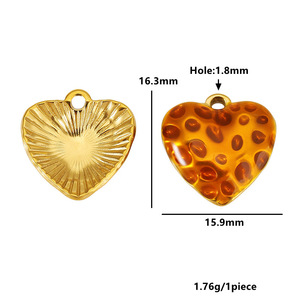 Colgante de Corazón de Acero Inoxidable 16.3x15.9mm Chapado en Rojo, Forma de Amor, Componente de Joyería para DIY, Accesorio para Collar y Pulsera - Product Image 2